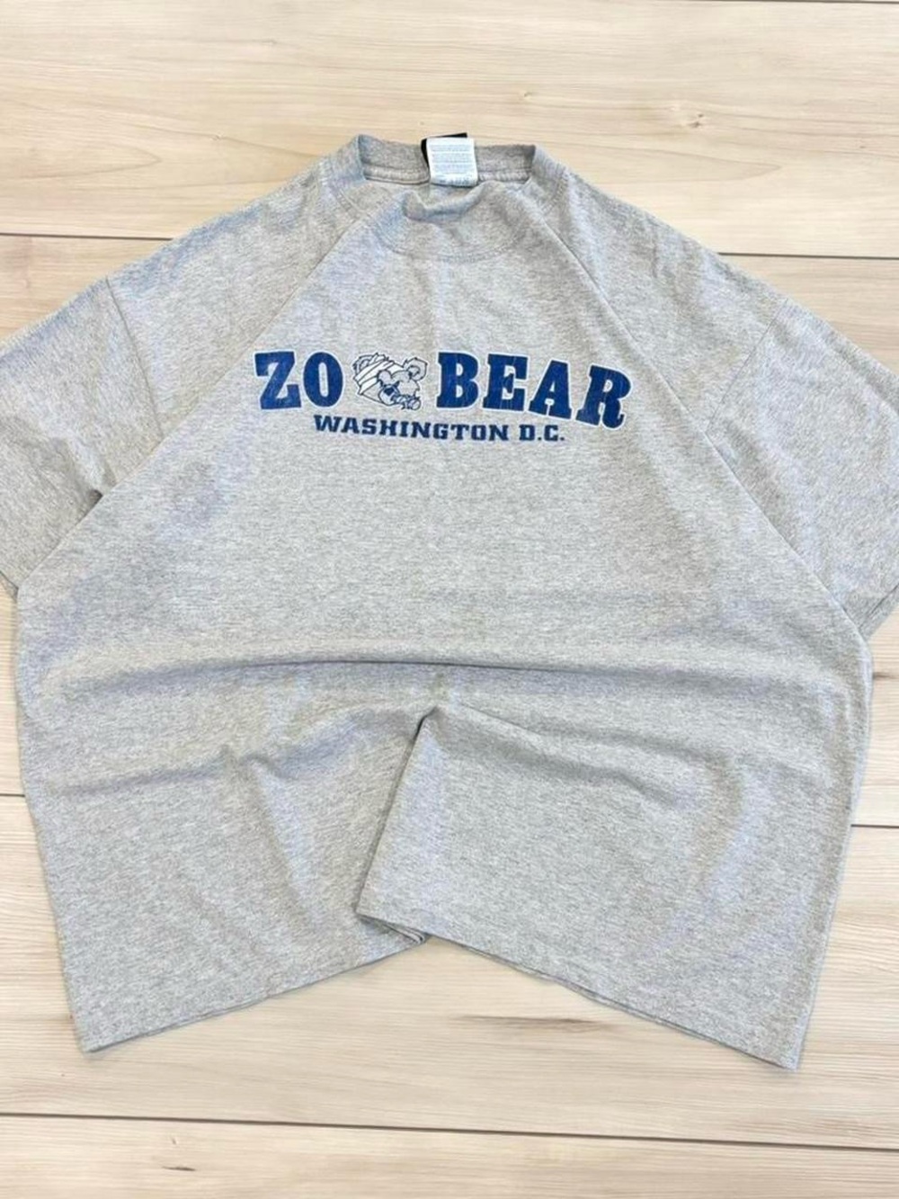 Vintage 90s Zoo Bear Washington D.C. Y2K Men's Short Sleeve Graphic Tee - Grey